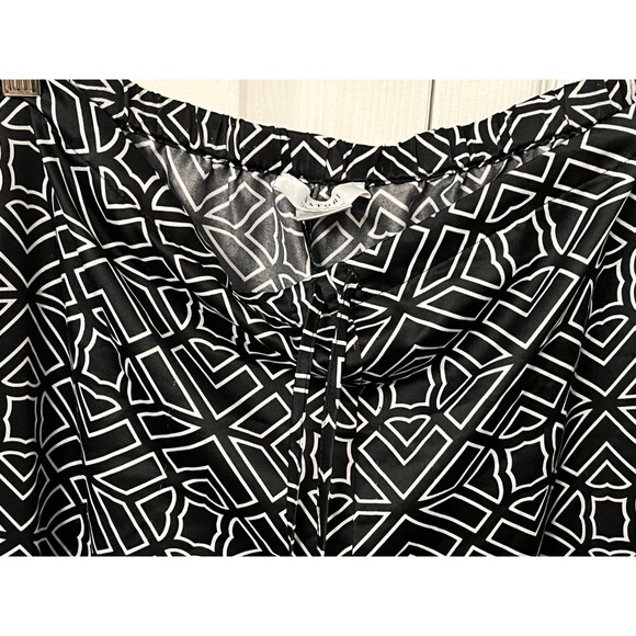 NATORI Private Luxuries Womens M Black White Pajama Set Silky Satin Lounge Sleep - Picture 9 of 10